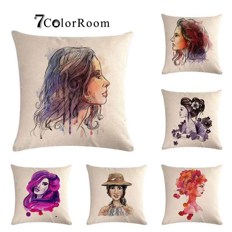 Watercolor girl Cushion Cover Beautiful Girl Linen Pillowcase Home Decoration 45x45cm Throw Pillow Cover
Watercolor girl Cushion Cover Beautiful Girl Linen Pillowcase Home Decoration 45x45cm Throw Pillow Cover