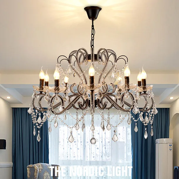 American LED Chandelier Living Room Candle Crystal Lamp Retro Village Nordic chandeliers Iron Art Bedroom Dining Room Lamps
American LED Chandelier Living Room Candle Crystal Lamp Retro Village Nordic chandeliers Iron Art Bedroom Dining Room Lamps