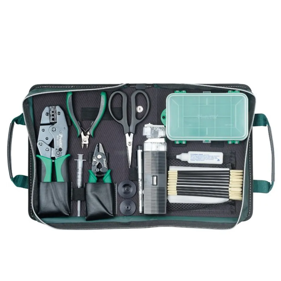 1PK-940KN Tool Set 12 Pieces Fiber Optical Network Tool Set Wire stripper Toolbox Toolkit Hand Tools DIY