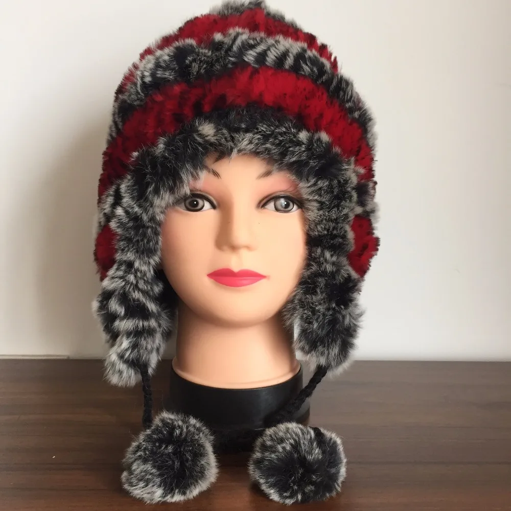 2019 New Women Winter Warm Real Natural Genuine Rabbit Fur Cap Headwear warm Hat Free Shipping TBAH356 | Аксессуары для одежды