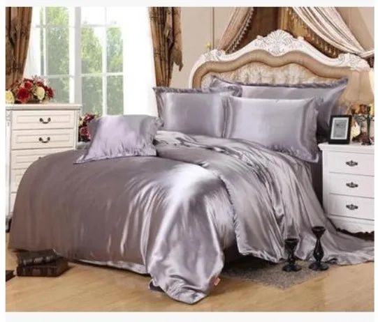 Silver Bedding sets Super King size queen full twin grey duvet cover fitted Silk Satin bed in a bag sheet sheets bedspread 6pcs
Silver Bedding sets Super King size queen full twin grey duvet cover fitted Silk Satin bed in a bag sheet sheets bedspread 6pcs