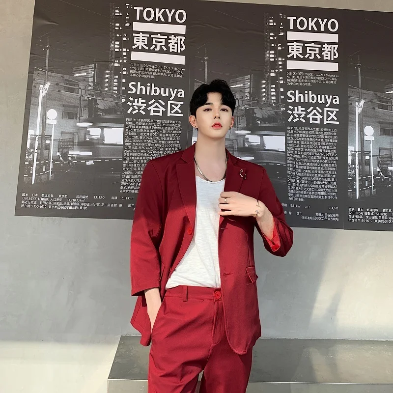 M-XL!! Summer fashion designer Korean Slim suit trousers two sets of tide men's cropped trousers suit.
M-XL!! Summer fashion designer Korean Slim suit trousers two sets of tide men's cropped trousers suit.