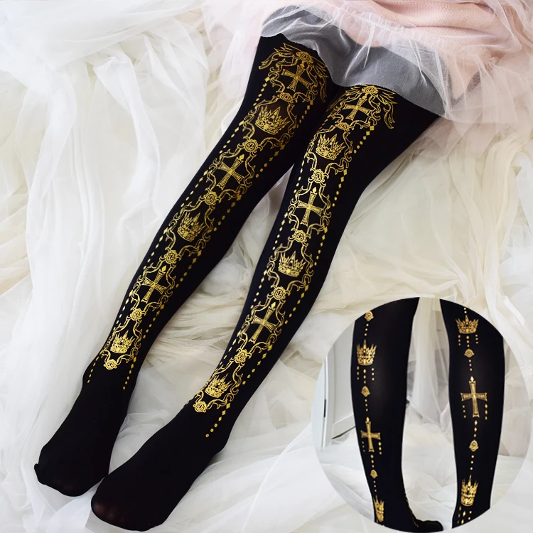 Original Lolita Retro Luxury Cross Crown Praise Double-sided Bronzing And Long Pantyhose Autumn Women Nylons Lady 1pair
Original Lolita Retro Luxury Cross Crown Praise Double-sided Bronzing And Long Pantyhose Autumn Women Nylons Lady 1pair