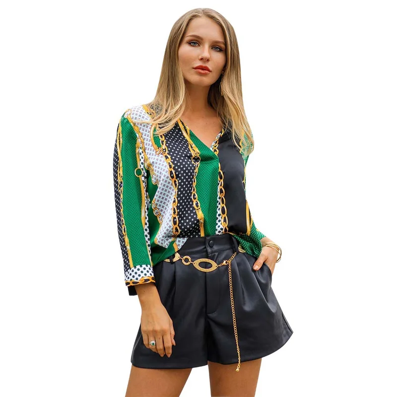 Women's Wear Spring Summer Wave Splice Satin Wonen Shirt V-Collar Shirts Office Lady Loose Casual Long Sleeve Tops Blouse Women
Women's Wear Spring Summer Wave Splice Satin Wonen Shirt V-Collar Shirts Office Lady Loose Casual Long Sleeve Tops Blouse Women