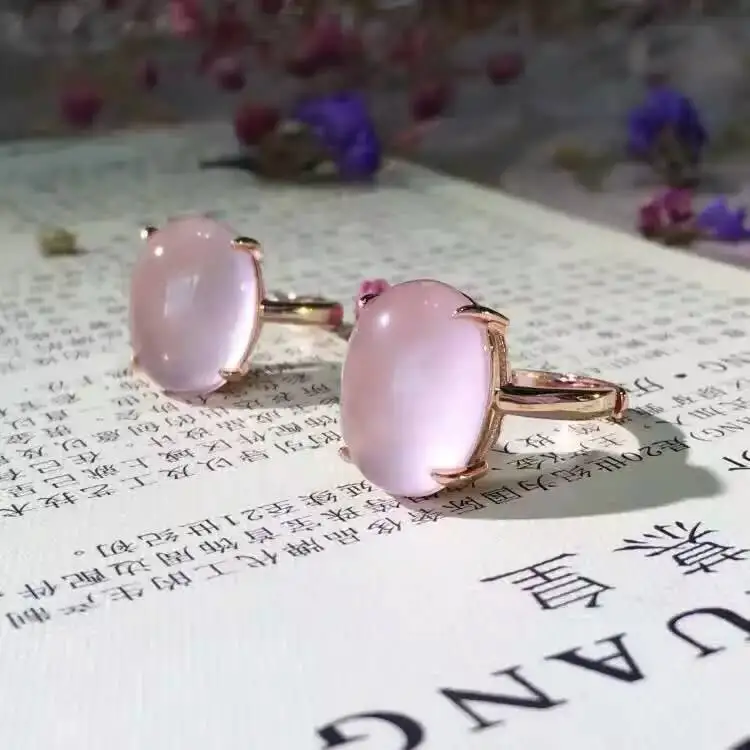 

Женское кольцо из натурального розового халцедона, кольцо из стерлингового серебра 925 пробы с натуральным драгоценным камнем, модное прост...