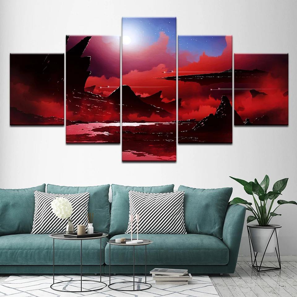 Canvas Painting red sunset cloudy and mountain landscape 5 Pieces Wall Art Painting Modular Wallpapers Poster Print for Decor
Canvas Painting red sunset cloudy and mountain landscape 5 Pieces Wall Art Painting Modular Wallpapers Poster Print for Decor