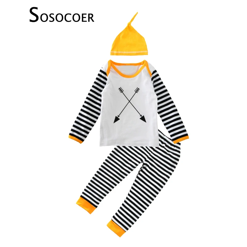 SOSOCOER Boy Clothing Set 3pcs Fashion Arrow T Shirt+Stripe Pants+Cap Baby Clothes Spring Autumn New Toddler Girl Clothing Sets
SOSOCOER Boy Clothing Set 3pcs Fashion Arrow T Shirt+Stripe Pants+Cap Baby Clothes Spring Autumn New Toddler Girl Clothing Sets