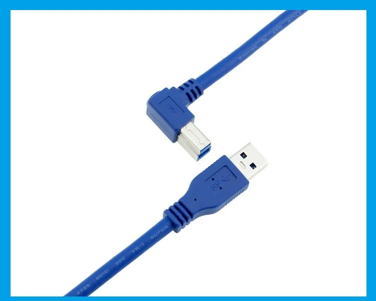 

90 Degree Right Angled USB 3.0 A Male AM to USB 3.0 B Type Male BM USB3.0 Cable 0.6m 1m 2m 2FT 3FT 6FT For printer scanner HDD