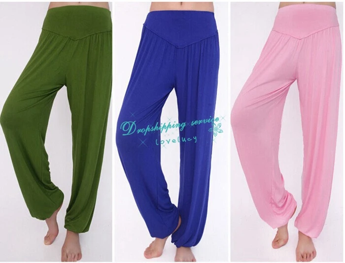 Female Yoga Harem Pants High Waist Summer Fitness Gym Aerobics Trousers Wide Leg Belly Dance Loose Bloomers Free Shipping | Женская
