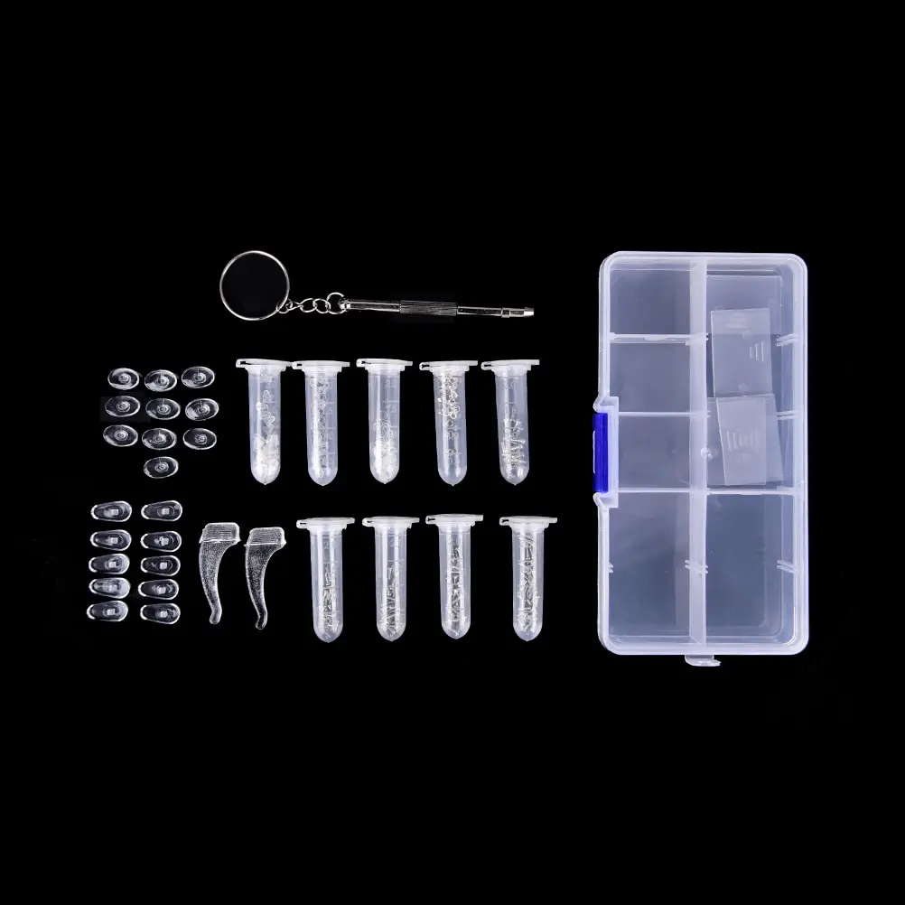 Eyeglass Sun Glasses Nose Pad Optical Watch Screwdriver Repair Screws Nut Tool Assorted Kit With Box 1Set
Eyeglass Sun Glasses Nose Pad Optical Watch Screwdriver Repair Screws Nut Tool Assorted Kit With Box 1Set