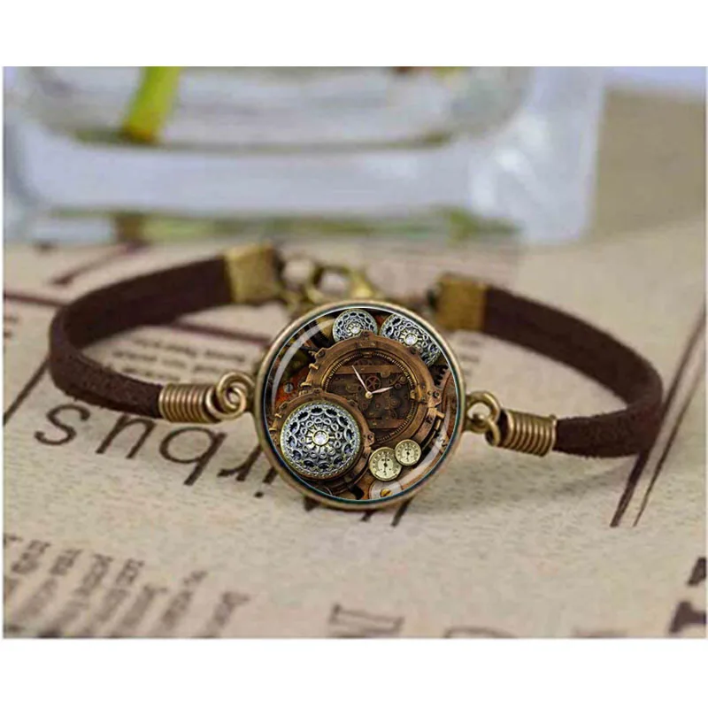 Wholesale Glass Dome Factory price New arrival vintage Steam punk gear dial plate bracelet time gem metal bracelets Bangle
Wholesale Glass Dome Factory price New arrival vintage Steam punk gear dial plate bracelet time gem metal bracelets Bangle