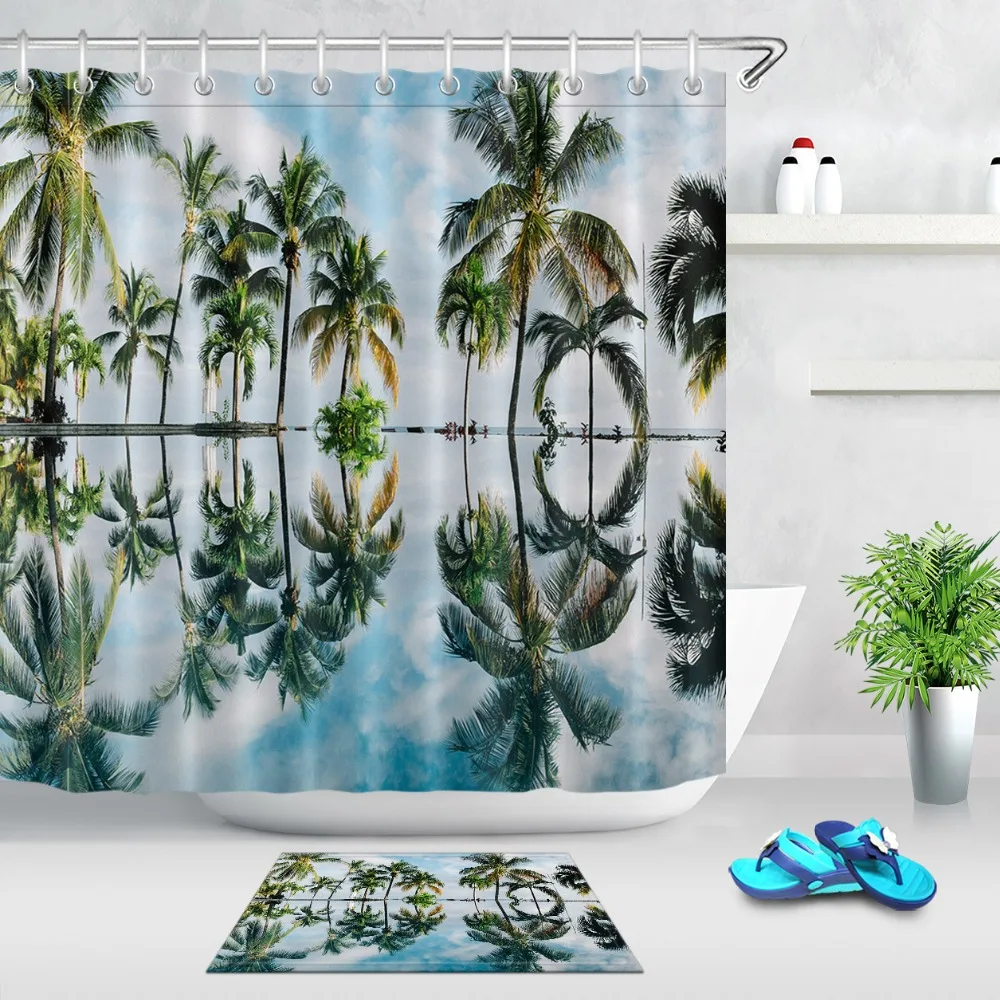Natural Scenery Shower Curtain Coconut Tree And Reflection in the Water Bathroom Waterproof Polyester Fabric For Bathtub Decor
Natural Scenery Shower Curtain Coconut Tree And Reflection in the Water Bathroom Waterproof Polyester Fabric For Bathtub Decor