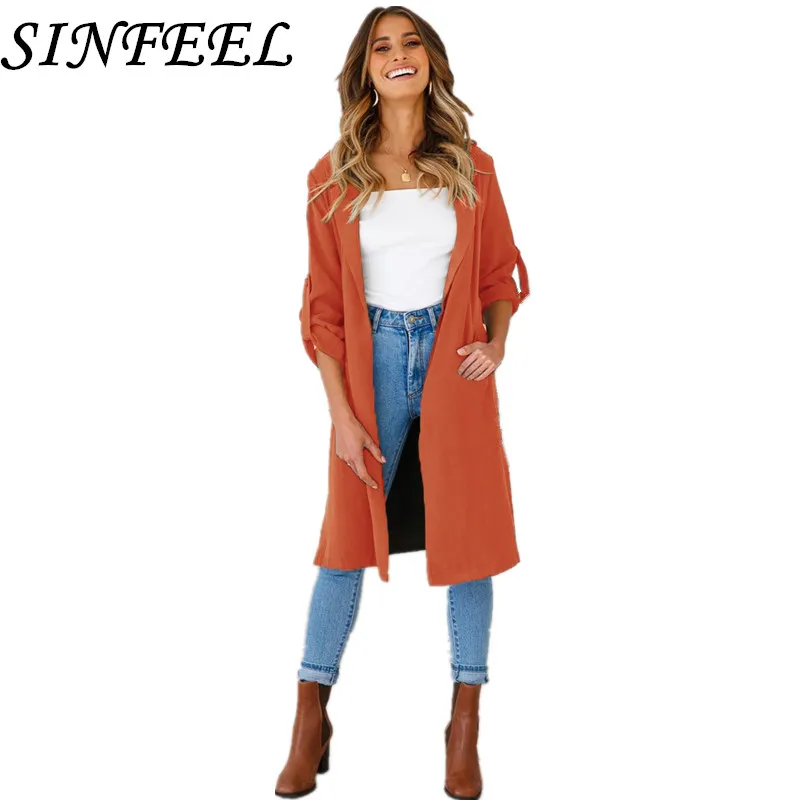 SINFEEL Women Elegant Trench Coat Long Sleeve Spring Autumn Fashion Street Wear Korean Long Trench Femme Outwear Casaco Feminino
SINFEEL Women Elegant Trench Coat Long Sleeve Spring Autumn Fashion Street Wear Korean Long Trench Femme Outwear Casaco Feminino