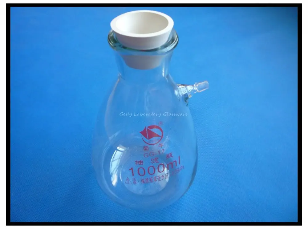1000ml Buchner Filter Flask, Heavy Wall, Borosilicate Glass Material, with Matching Rubber Adapter
1000ml Buchner Filter Flask, Heavy Wall, Borosilicate Glass Material, with Matching Rubber Adapter