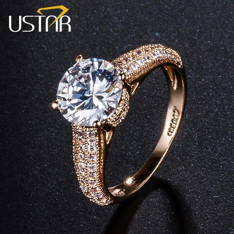 USTAR 1.25ct 7mm AAA Zircon wedding Rings for women Jewelry Rose Gold color Crystals engagement rings female Anel top quality
USTAR 1.25ct 7mm AAA Zircon wedding Rings for women Jewelry Rose Gold color Crystals engagement rings female Anel top quality