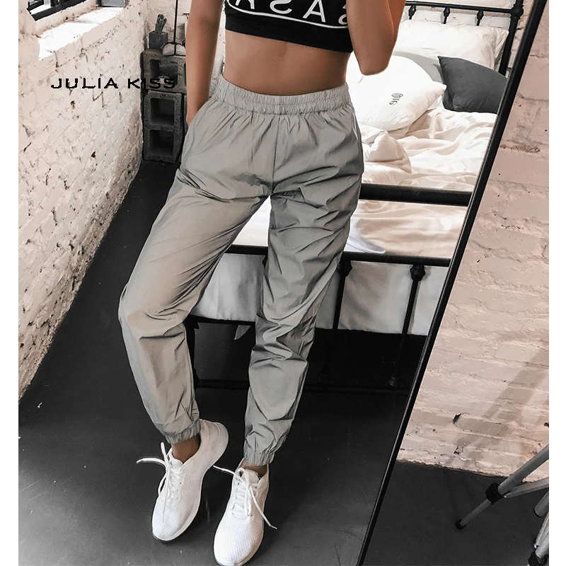 Fashion!! Women Reflective Fabric Pants Elasticated waistband Side Pockets Reflective Track Pants
Fashion!! Women Reflective Fabric Pants Elasticated waistband Side Pockets Reflective Track Pants