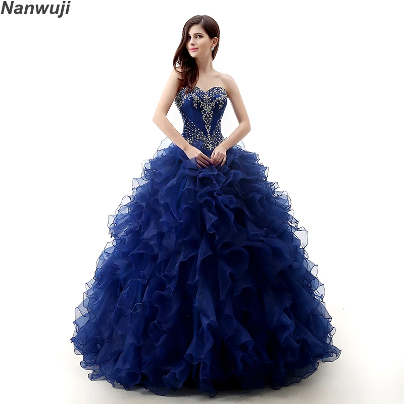 

Sweetheart Neck Vintage Ruffles Ball Gown Quinceanera Gown 2018 Beaded Sequined Organza Debutante Dress For 15 Year Plus Size
