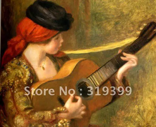 

Oil Painting Reproduction on linen canvas,young spanish woman with a guitas by pierre auguste renoir, Free DHL Shipping,handmade