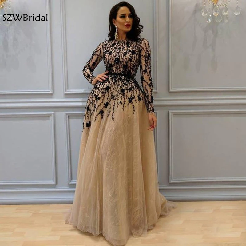 Elegant Long Sleeves Muslim Evening Dresses Black Major Beaded Tulle robe longue Formal dress Robe de soiree evening dress 2023
Elegant Long Sleeves Muslim Evening Dresses Black Major Beaded Tulle robe longue Formal dress Robe de soiree evening dress 2023