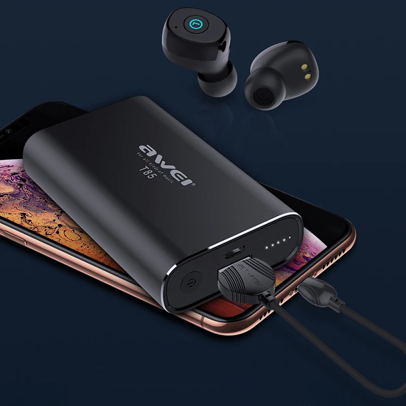 Awei T85 TWS Twins настоящие беспроводные наушники Bluetooth V5.0 в ухо спортивные IPX4