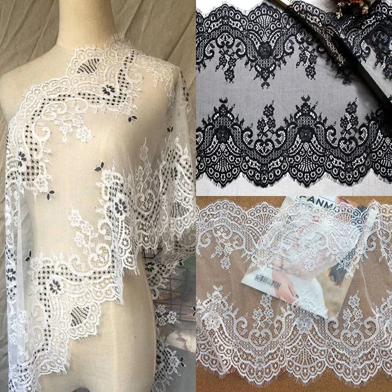 3M / Lot French Eyelash lace fabric 37cm width White Black diy exquisite lace embroidery clothes wedding dress accessories
3M / Lot French Eyelash lace fabric 37cm width White Black diy exquisite lace embroidery clothes wedding dress accessories