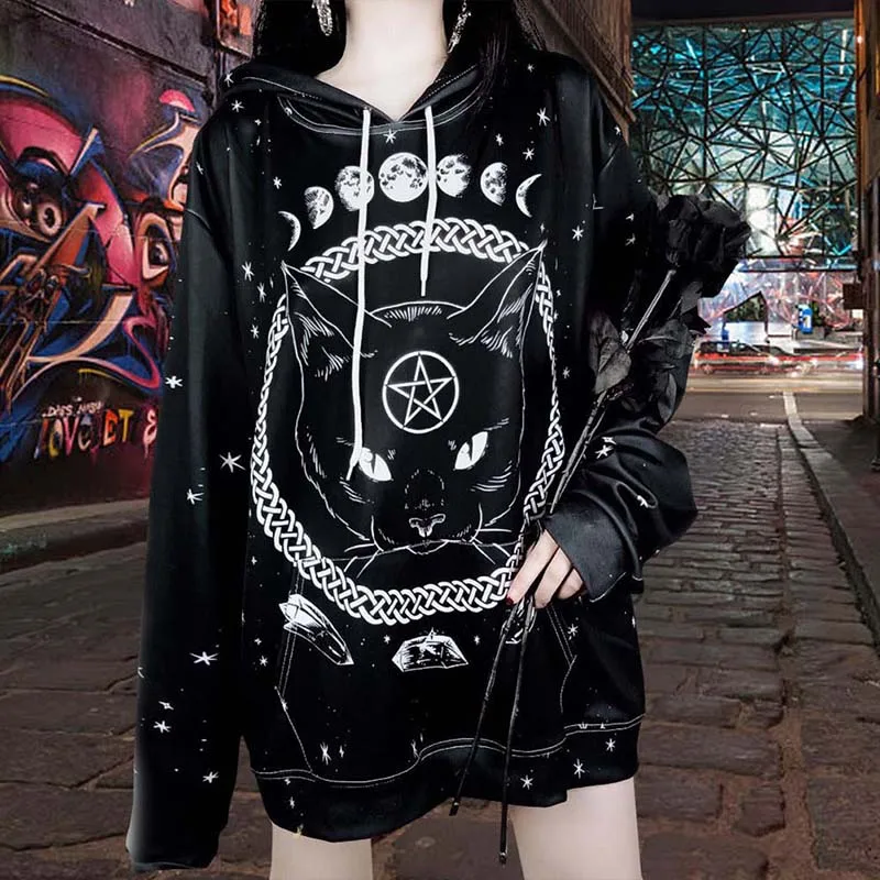 Dark night moon Cat women Hoodies 3D Print Long Sleeves Brand Streetwear Fashion Sweatshirts Animal Pullover
Dark night moon Cat women Hoodies 3D Print Long Sleeves Brand Streetwear Fashion Sweatshirts Animal Pullover