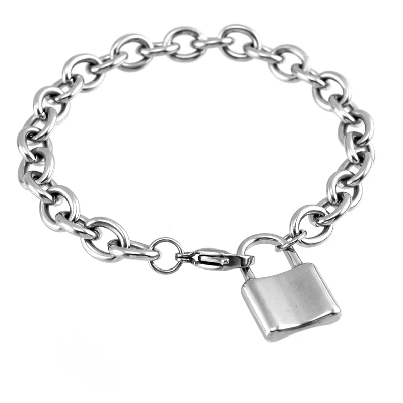 Stainless Steel Women PadLock Pendant Lock bracelet big Rolo 8mm cable chain bangle for couples Chain Friendship Gifts Bracelets
Stainless Steel Women PadLock Pendant Lock bracelet big Rolo 8mm cable chain bangle for couples Chain Friendship Gifts Bracelets