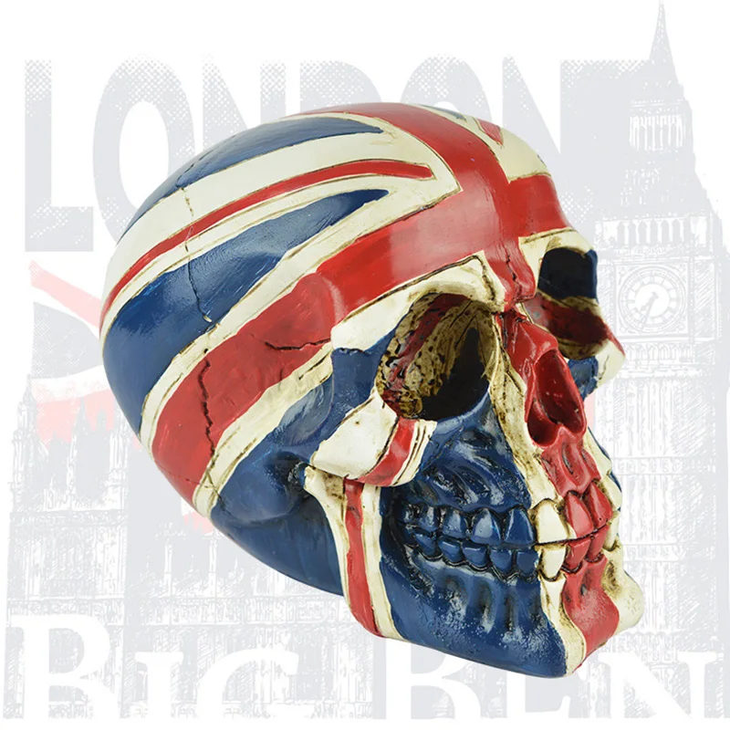 BUF Resin Skull Decor Statue With British Flag Pattern Home Decoration Head Skeleton Sculpture Halloween Crafts Ornaments
BUF Resin Skull Decor Statue With British Flag Pattern Home Decoration Head Skeleton Sculpture Halloween Crafts Ornaments