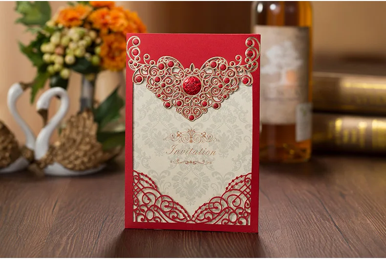 High Quality Wedding Invitation Card 185*127mm Red With 3D Decoration Including of Printing Paper, Envelope And Seals 40pcs/Set
High Quality Wedding Invitation Card 185*127mm Red With 3D Decoration Including of Printing Paper, Envelope And Seals 40pcs/Set