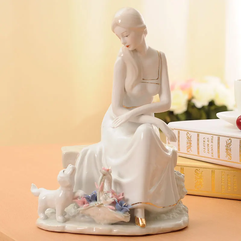 Porcelain Girl and Puppy Sculpture Ceramic Damsel Statuette Handicraft Ornament Accessories for Art Collection and Home Decor
Porcelain Girl and Puppy Sculpture Ceramic Damsel Statuette Handicraft Ornament Accessories for Art Collection and Home Decor