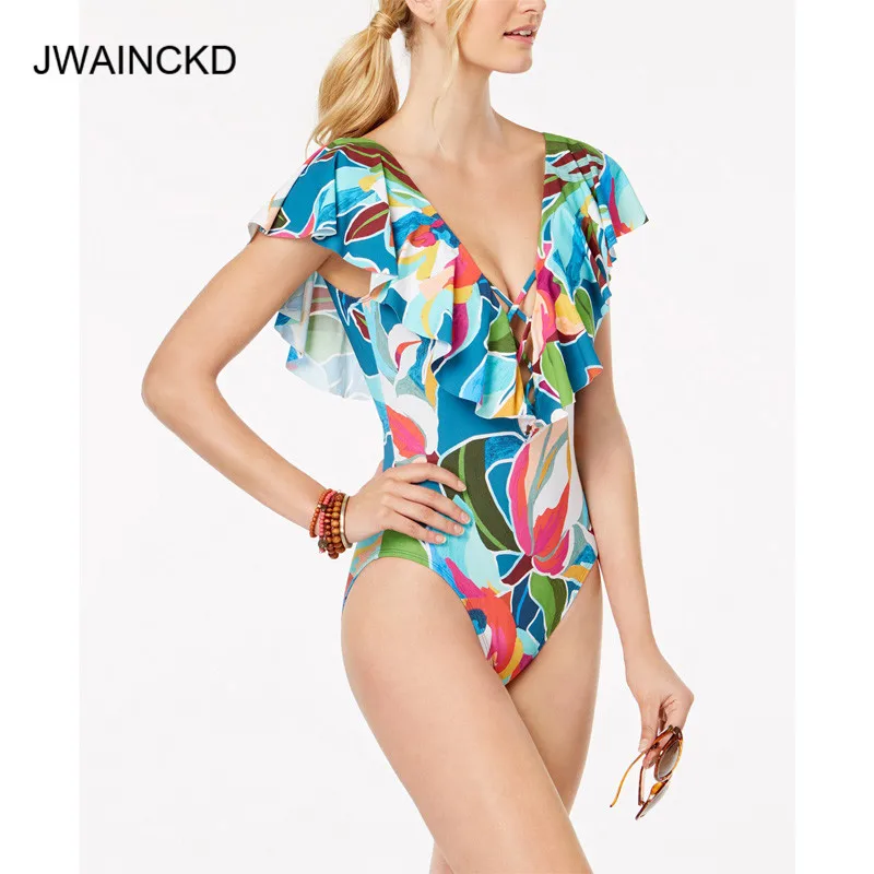 JWAINCKD Deep V Swimming Suit for Women Print Floral Solid One Piece Swimsuit Padded Swimwear Ruffle Shoulder Bathing Suit 2019
JWAINCKD Deep V Swimming Suit for Women Print Floral Solid One Piece Swimsuit Padded Swimwear Ruffle Shoulder Bathing Suit 2019