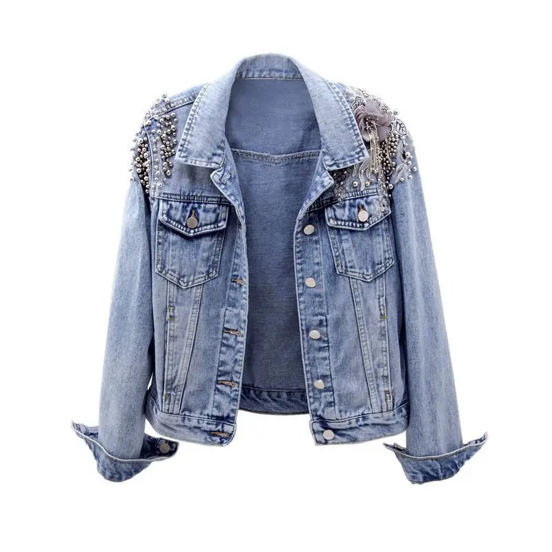 Denim jackets female short retention 2020 spring new wild beaded embroidery slim jacket long-sleeved shirt denim women's
Denim jackets female short retention 2020 spring new wild beaded embroidery slim jacket long-sleeved shirt denim women's