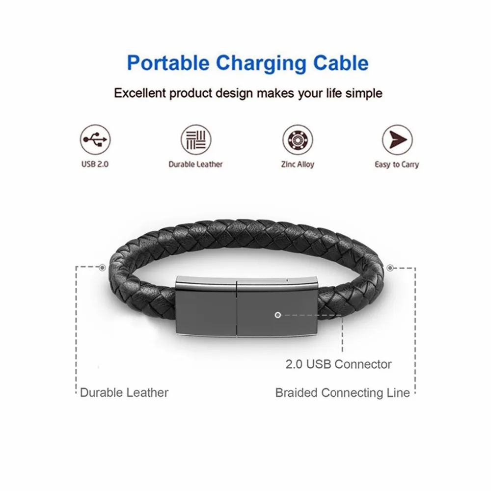 Micro USB Cable 2A Fast Charging Outdoor Leather Bracelet Data Sync Cable for iPhone Type C Android Charger Phone Usb Cable Wire
Micro USB Cable 2A Fast Charging Outdoor Leather Bracelet Data Sync Cable for iPhone Type C Android Charger Phone Usb Cable Wire