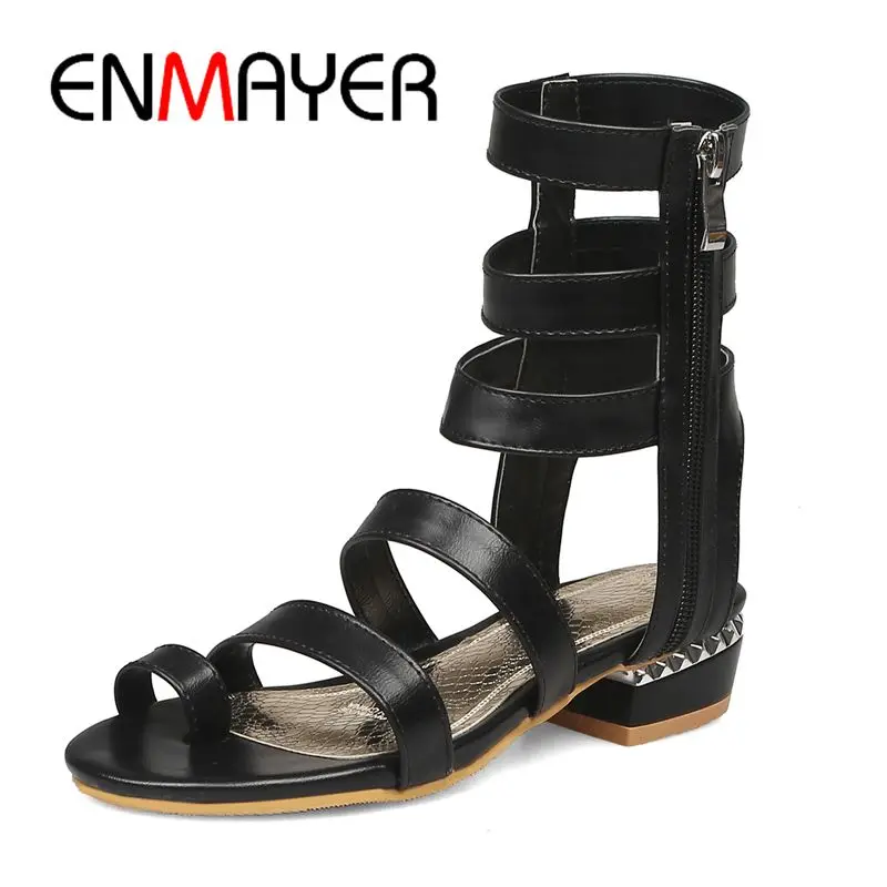 ENMAYER PU Gladiator Sandals Women Casual Zip Women Fashion Low Shoes 2 Colors Woman Sandals 2019 Summer Size 34-34 LY1462
ENMAYER PU Gladiator Sandals Women Casual Zip Women Fashion Low Shoes 2 Colors Woman Sandals 2019 Summer Size 34-34 LY1462