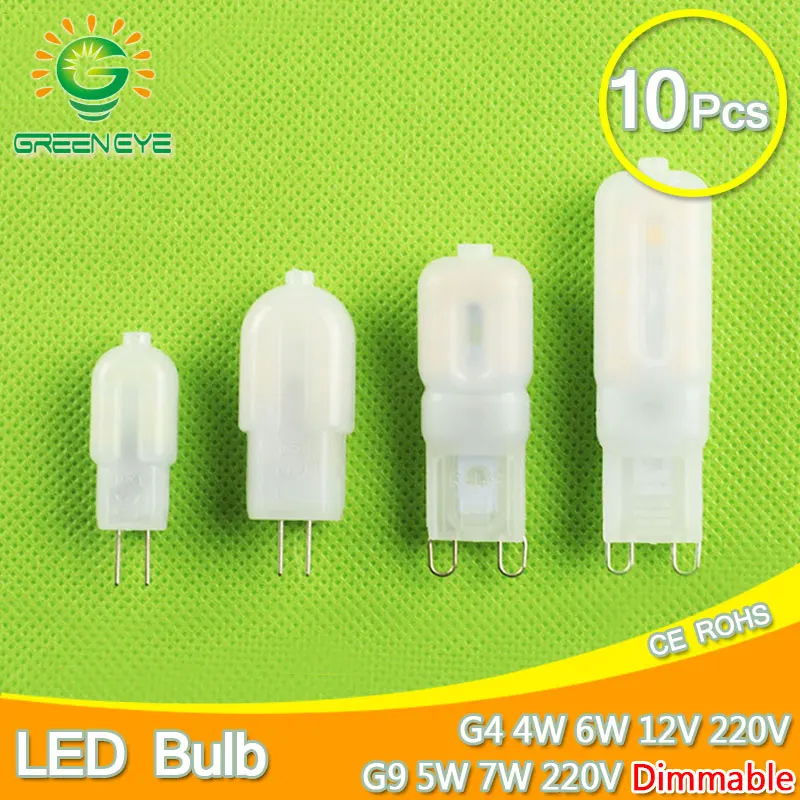 

10Pcs LED Bulb G9 220V Dimmable/ G4 AC DC 12V/220V LED Lamp Light 4W 5W 6W 7W Replace Halogen Crystal Lampada Ampoule Bombilla