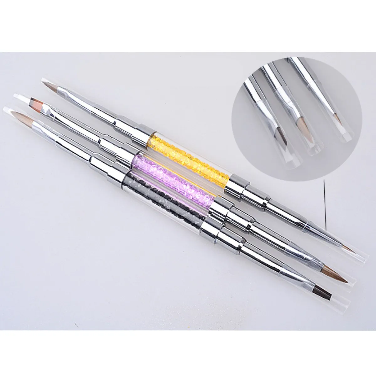 3Pcs Dual-ended Painting Liner Nail Art Brush Pen UV Gel Drawing Brush with Cap Acrylic Rhinestone Handle Manicure Tools
3Pcs Dual-ended Painting Liner Nail Art Brush Pen UV Gel Drawing Brush with Cap Acrylic Rhinestone Handle Manicure Tools