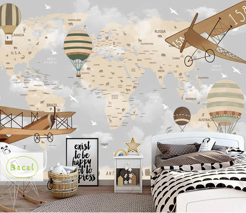 Bacal World Map Airplane Fire Balloon 3d Cartoon Wallpaper Mural for Baby Child Room 3d Wall Mural Wall Deco 5D Cartoon Sticker
Bacal World Map Airplane Fire Balloon 3d Cartoon Wallpaper Mural for Baby Child Room 3d Wall Mural Wall Deco 5D Cartoon Sticker