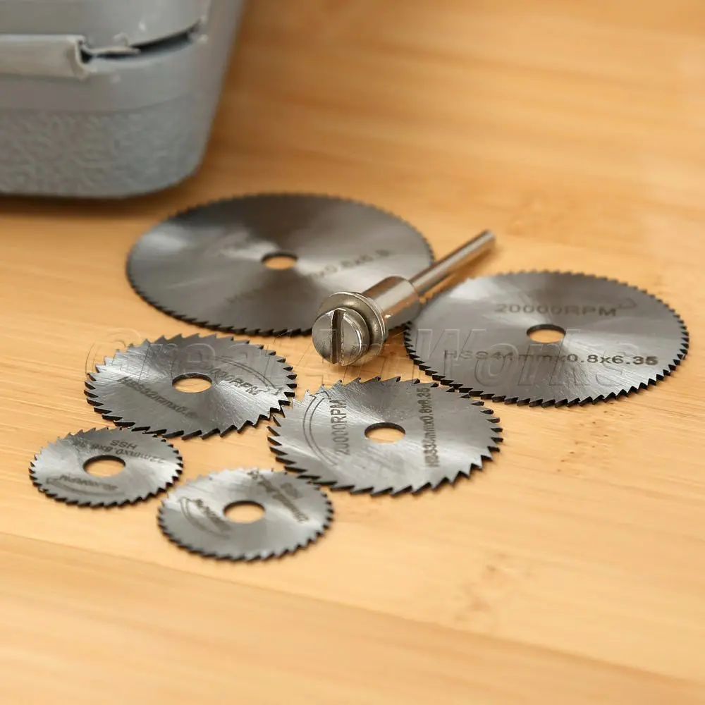 dophee High Hardness New 6Pcs HSS Saw Disc Set Rotary Dreme Tool with Mandrel Circular Wheel Cutting blades
dophee High Hardness New 6Pcs HSS Saw Disc Set Rotary Dreme Tool with Mandrel Circular Wheel Cutting blades