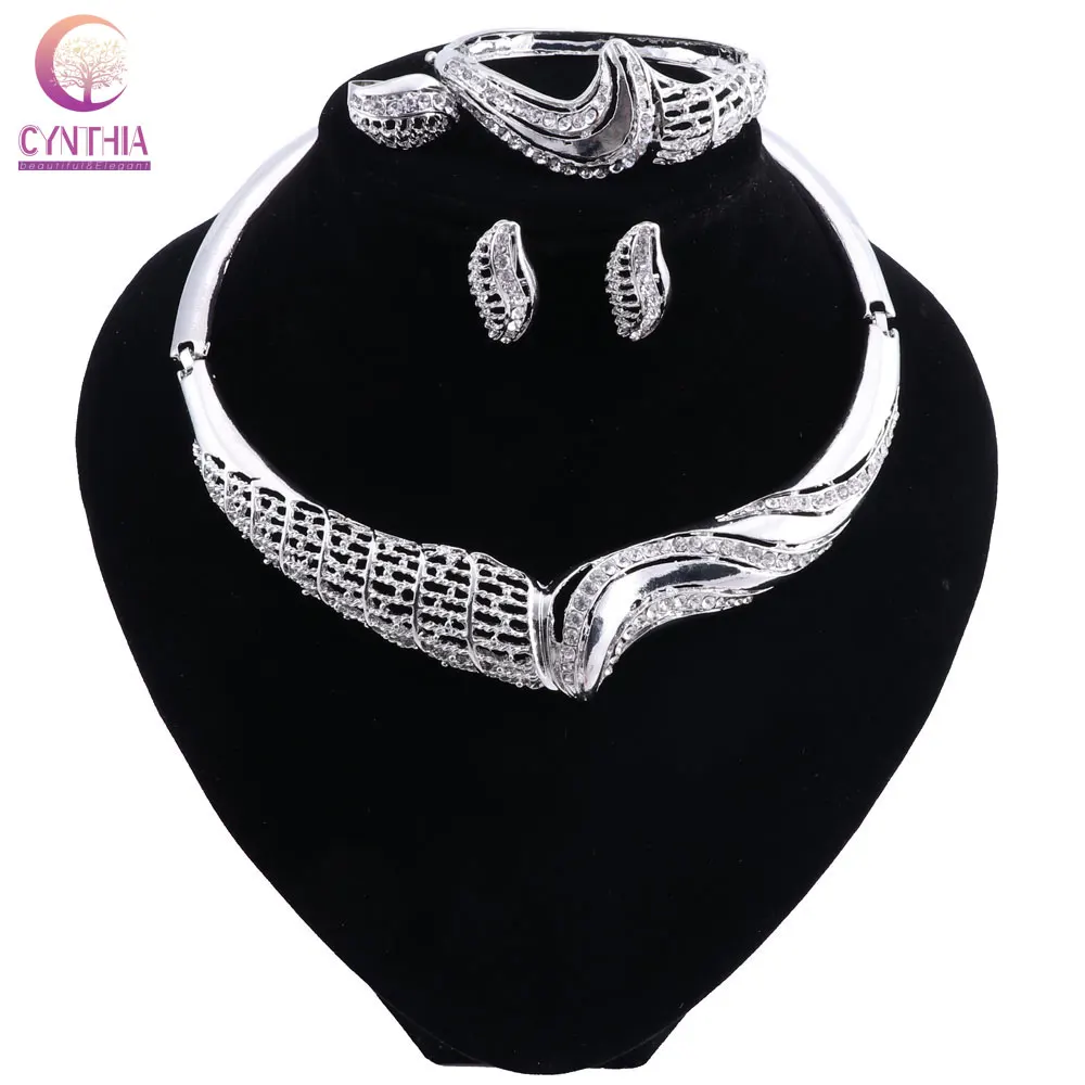 Bridal Dubai Silver Plated Jewelry Sets For Women Elegant African Beads Jewelry Set Nigerian Wedding Party Rhinestone Set
Bridal Dubai Silver Plated Jewelry Sets For Women Elegant African Beads Jewelry Set Nigerian Wedding Party Rhinestone Set