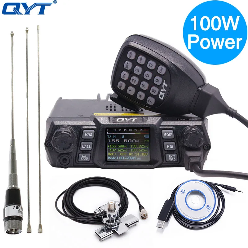QYT KT 780 Plus 100 Вт Мощный VHF 136 174 МГц Мобильный радиоприемник KT780 200 каналов дальнего