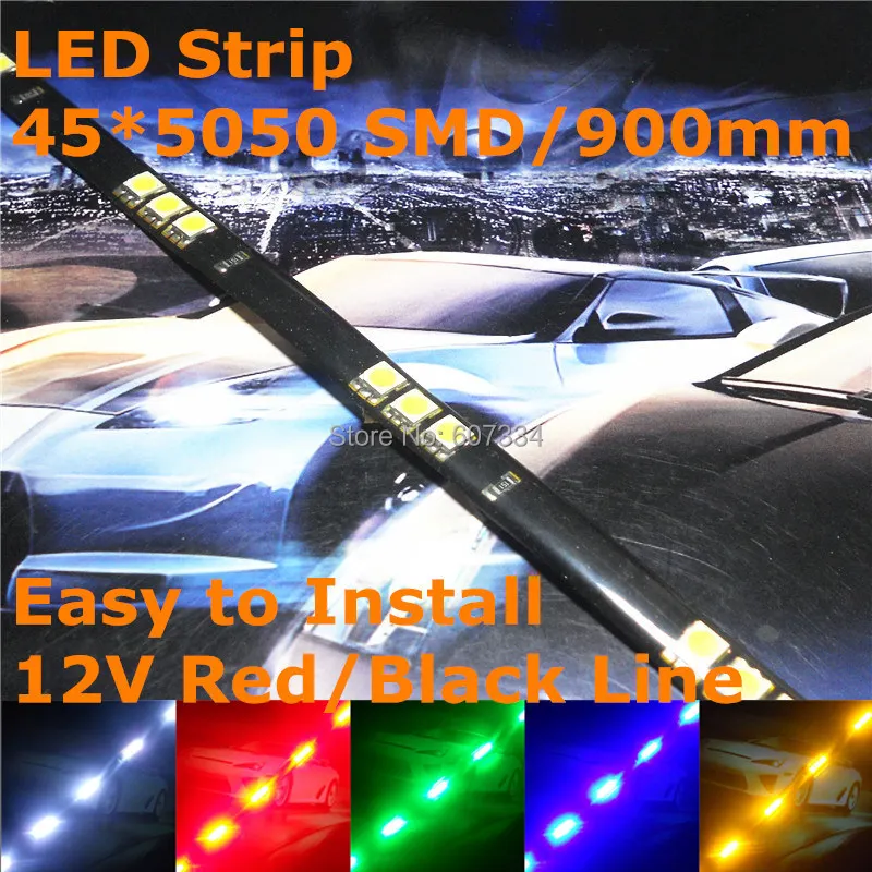 Stock Shipping New 12V Car LED Decoration Soft Strip 900mm (45*5050 SMD) For Car Out/In Door Signal Atmosphere Light
Stock Shipping New 12V Car LED Decoration Soft Strip 900mm (45*5050 SMD) For Car Out/In Door Signal Atmosphere Light