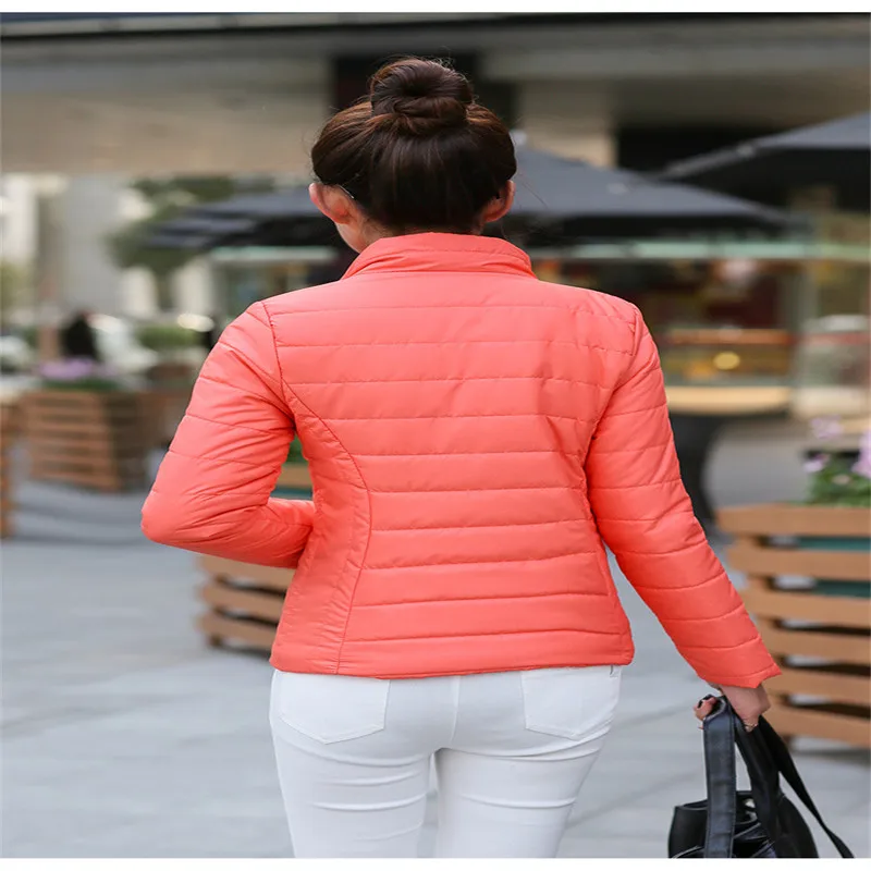 Autumn Winter New Cotton Jacket European and American Style Woman Long-sleeved Stand Collar Large Size | Женская одежда