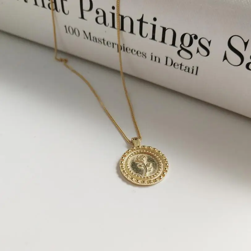925 Sterling Silver Jewelry Gold Color Rose Flower Coin Pendant Necklace Women Chic Layered Chain Necklaces Drop Shipping
925 Sterling Silver Jewelry Gold Color Rose Flower Coin Pendant Necklace Women Chic Layered Chain Necklaces Drop Shipping