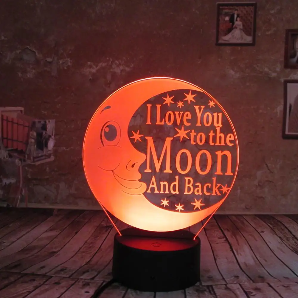 Детская спальная прикроватная Ночная лампа Луна 3d ночник 7 цветов