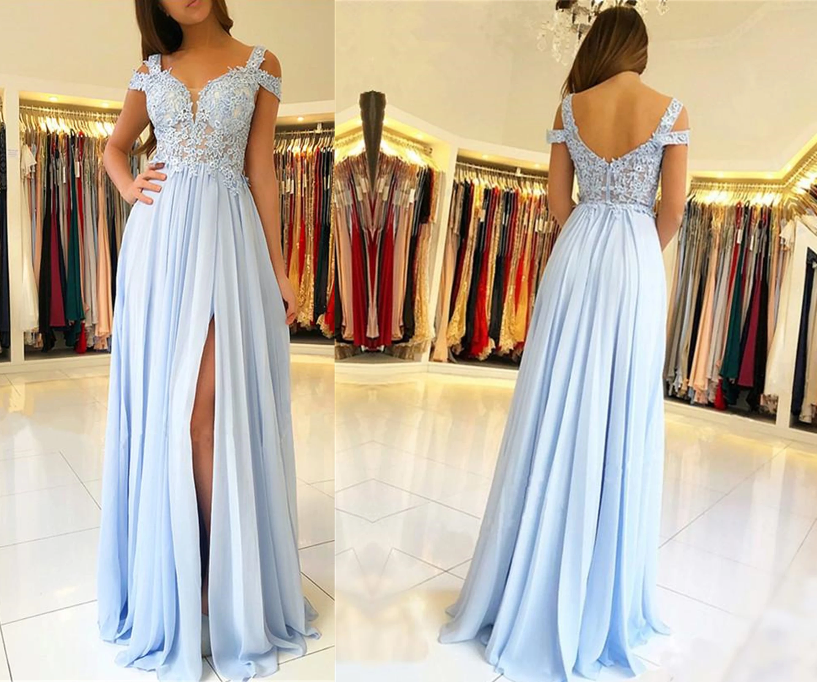 Elegant Navy Blue Chiffon Front Splited Sweep Train evening dresses designer Prom Dresses evening dresses cheap
Elegant Navy Blue Chiffon Front Splited Sweep Train evening dresses designer Prom Dresses evening dresses cheap