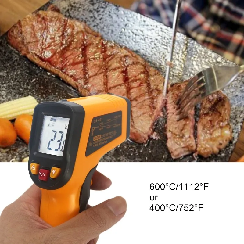 Digital IR Infrared Thermometer -50~600C -50~400C Pyrometer Laser Non-contact Temperature Meter Termometro LCD Display
Digital IR Infrared Thermometer -50~600C -50~400C Pyrometer Laser Non-contact Temperature Meter Termometro LCD Display