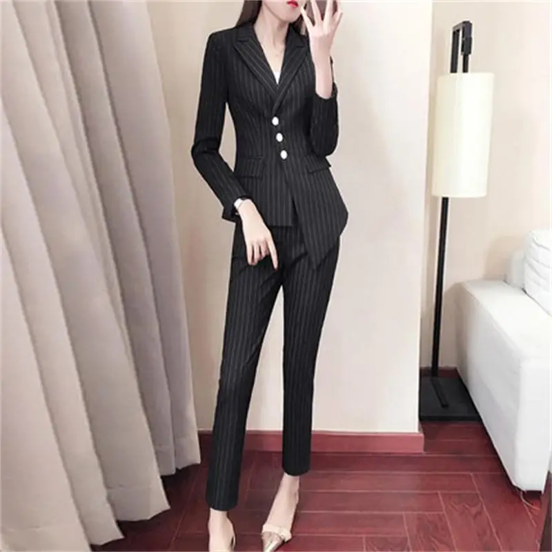 Fashion Pant Suits female New high-end Spring/Autumn Fashion Slim temperament striped suit suit women Office suit women
Fashion Pant Suits female New high-end Spring/Autumn Fashion Slim temperament striped suit suit women Office suit women