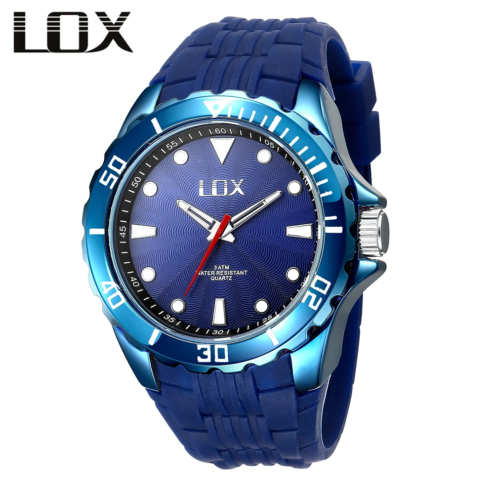 LOX Quartz Watch Men Fashion Casual Blue Silicone Alloy Top Brand Luxury Wristwatch Simple Design Dial Clock Male Orologio Uomo
LOX Quartz Watch Men Fashion Casual Blue Silicone Alloy Top Brand Luxury Wristwatch Simple Design Dial Clock Male Orologio Uomo