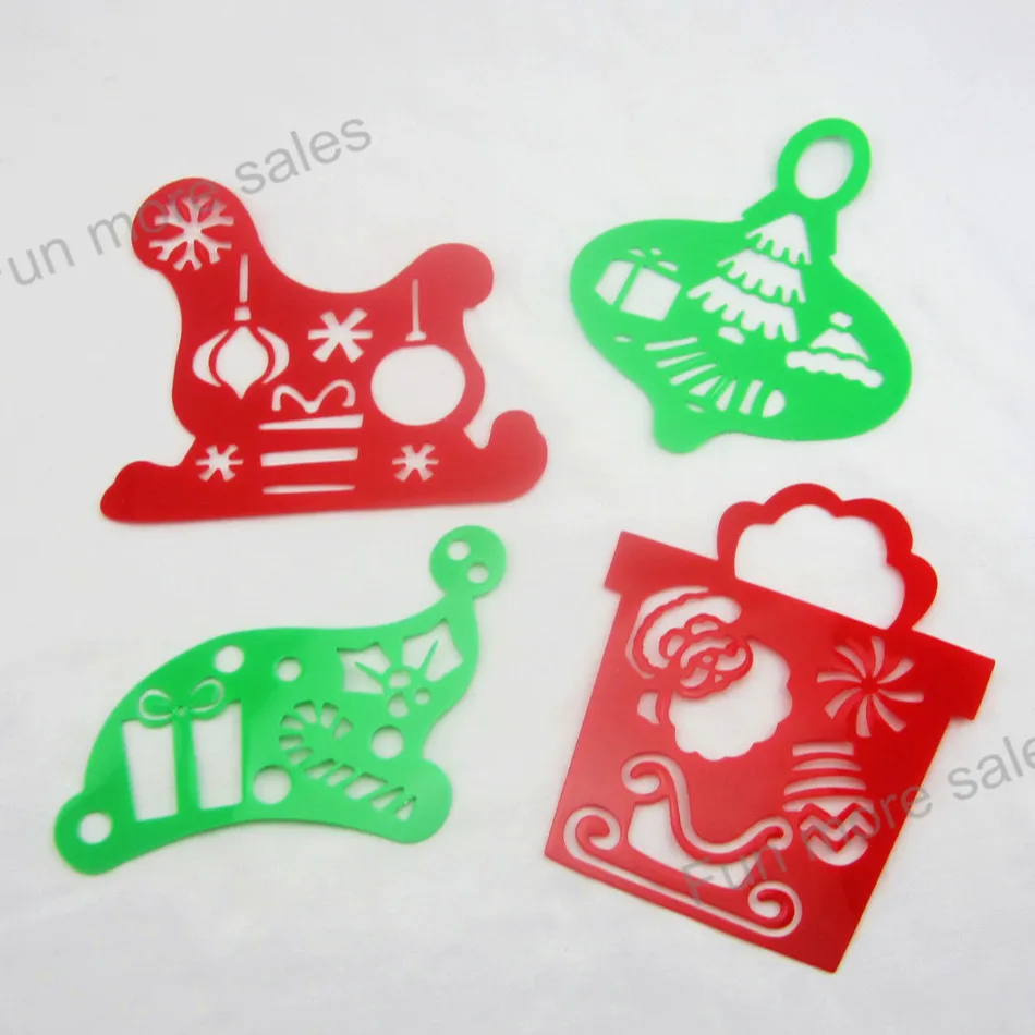 

4Designs Stencils Christmas Kids drawing template Plastic x'mas painting boards DIY baby children hot educational toys max153mm