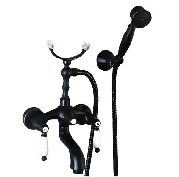 Oil Rubbed Bronze Telephone Style Wall Mounted Dual Porcelain Handles Bathroom Tub Shower Faucet Set w/ Side Spray atf020
Oil Rubbed Bronze Telephone Style Wall Mounted Dual Porcelain Handles Bathroom Tub Shower Faucet Set w/ Side Spray atf020